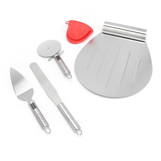Pizza Spatel 5PCS Roestvrijstalen Blad Polijstproces Pizza Schep Pizza Snijgereedschap white