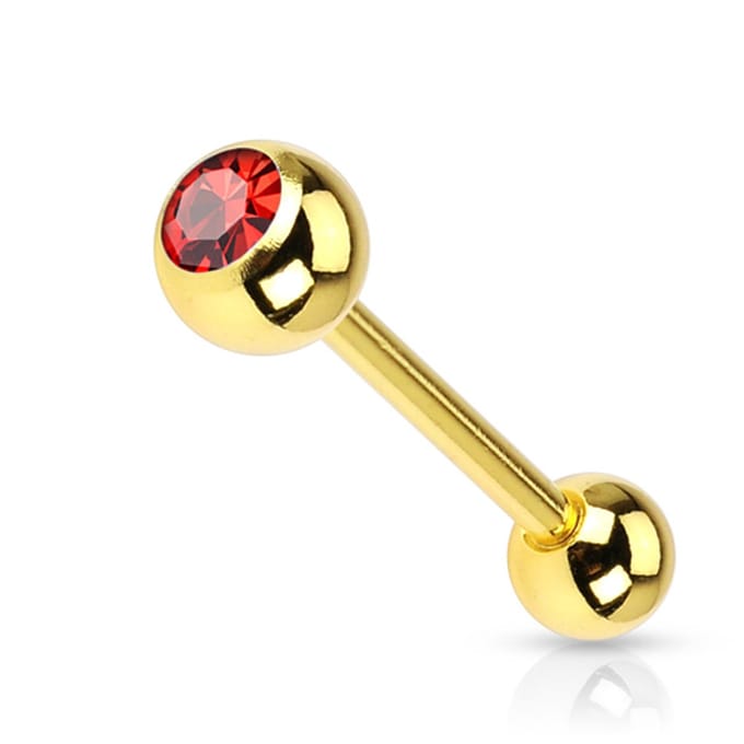 Piercing basis met steentje 1.6x16 - goud rood - LMPiercings