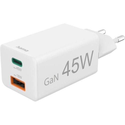 Hama USB-oplader 45.00 W 1x USB-A, 1x USB-C USB PD Wit Binnen USB Power Delivery (USB-PD)