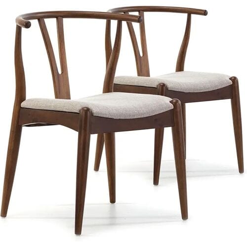VS Venta-stock Set van 2 stoelen Rustic Kleur Walnoot, Massief Hout, 55 x 54,5 x 76 cm