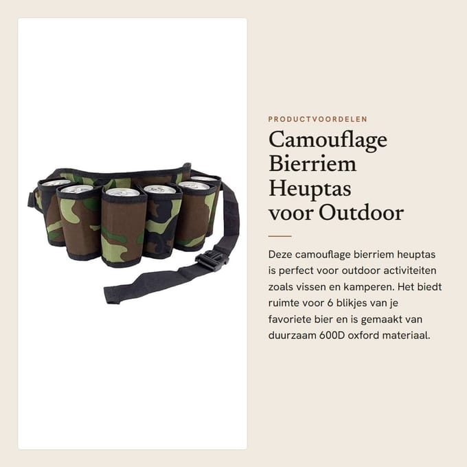 Dailygoods - Camouflage Bierriem Heuptas voor Outdoor Activiteiten