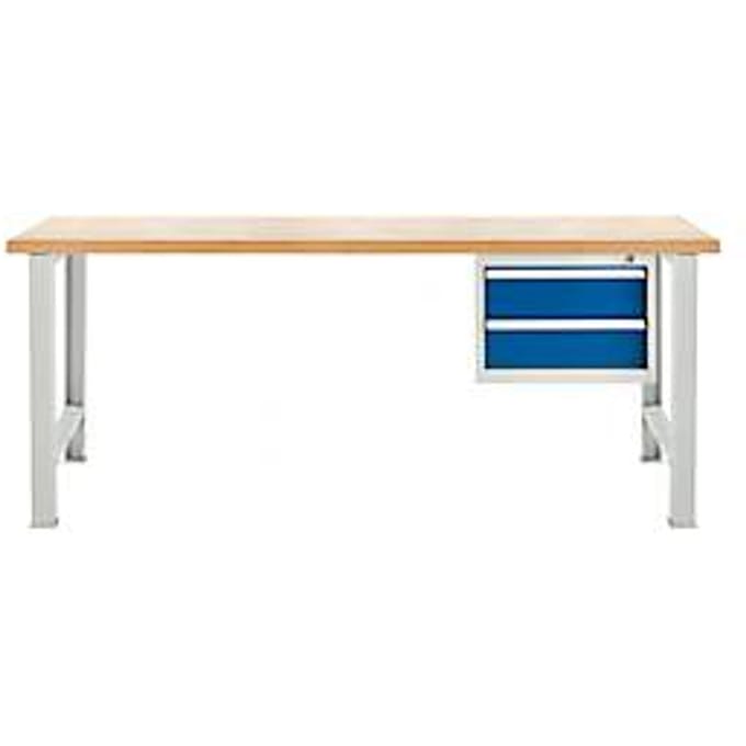 TOP-werkbank, met 2 schuifladen, basiseenheid, lichtgrijs, 2000 mm breed