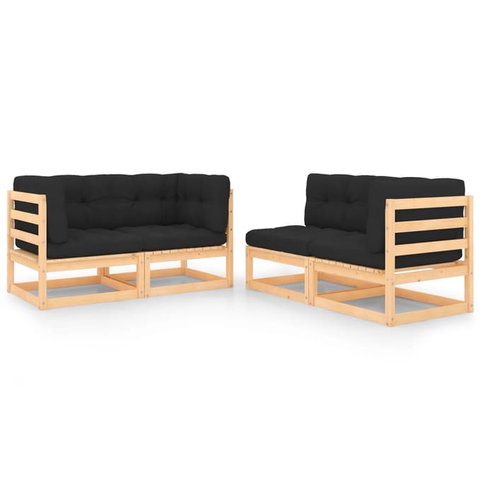 vidaXL - 4-delige - Loungeset - massief - grenenhout