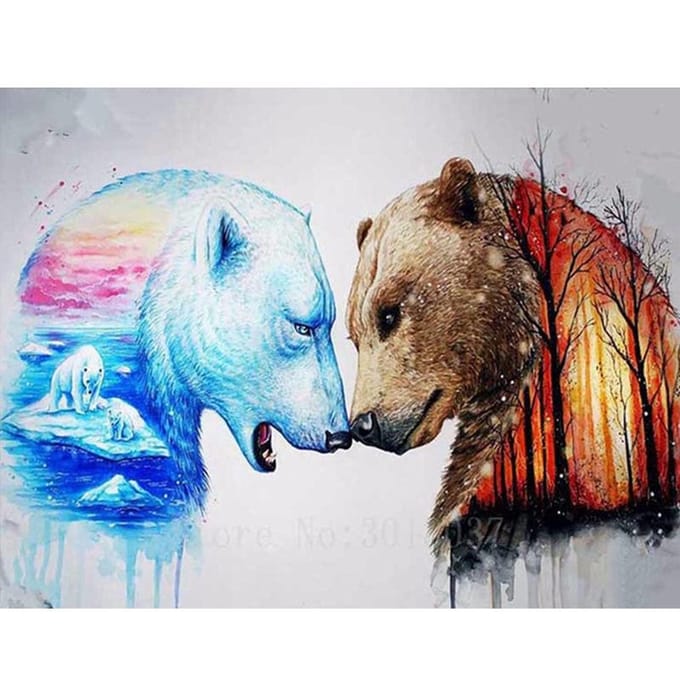 Wolf Diamond Borduurdier Ambachten Kit 5D DIY Kruissteek Mozaïek Steentjes Home Decor 20X30CM blue