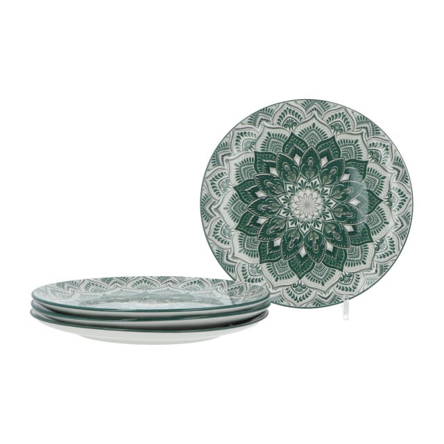Luzzo® Mandala Serviesset 4 persoons 12-delig porselein - Groen