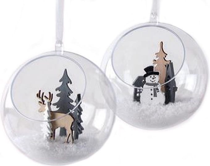 2x stuks transparante Diy open kerstballen 8 cm