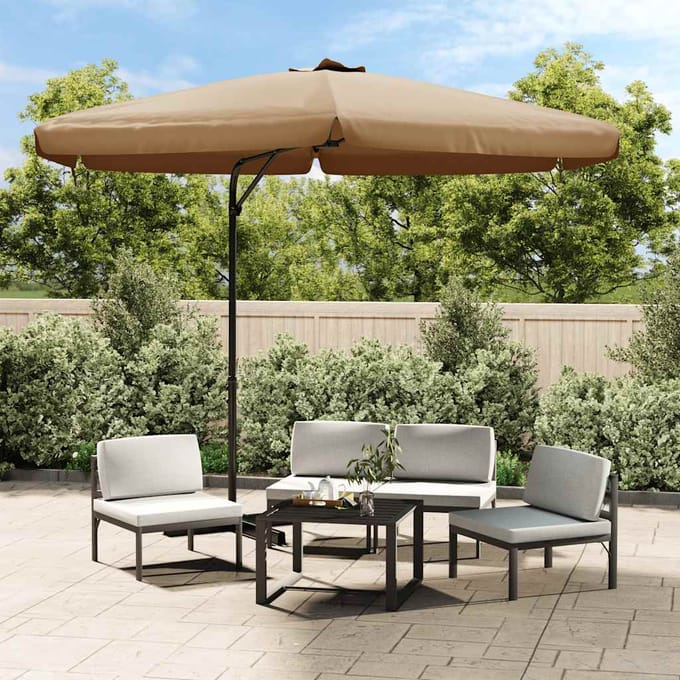 vidaXL - Parasol - met - stalen - paal - 300 - cm - taupe