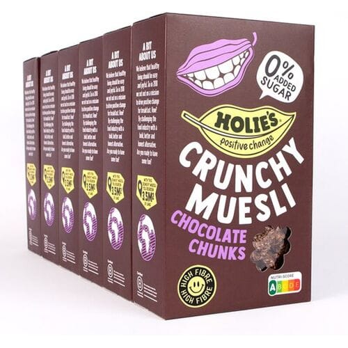 Holie's Crunchy Muesli Chocolate Chunks - suikervrij ontbijtgranen - 6x 400gr