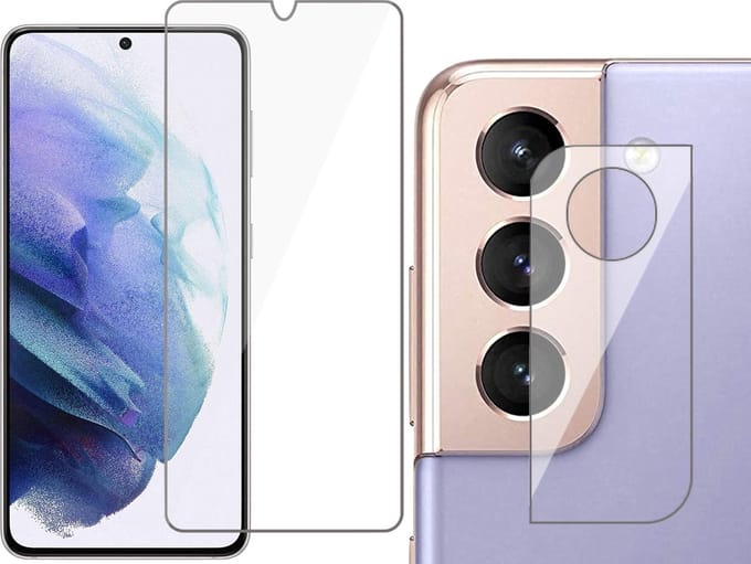 Screenprotector geschikt voor Samsung S21 Plus + Camera Protector - Glas Screen Protector
