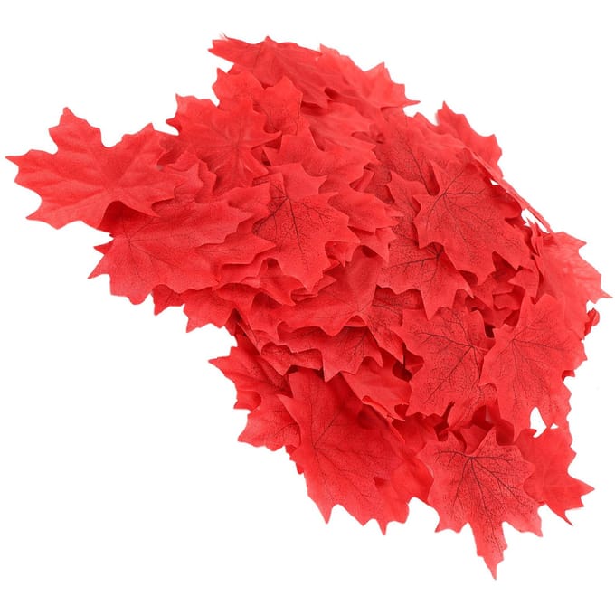 100 Stuks/Zak Kunstmatige Esdoornbladeren voor Thanksgiving Herfstblad Bruiloft TafeldecoratieRood rood