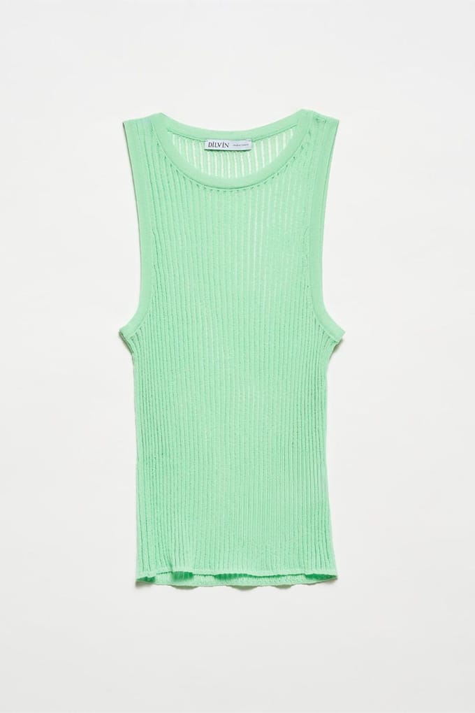 Geribbelde Mouwloze Gebreide Blouse