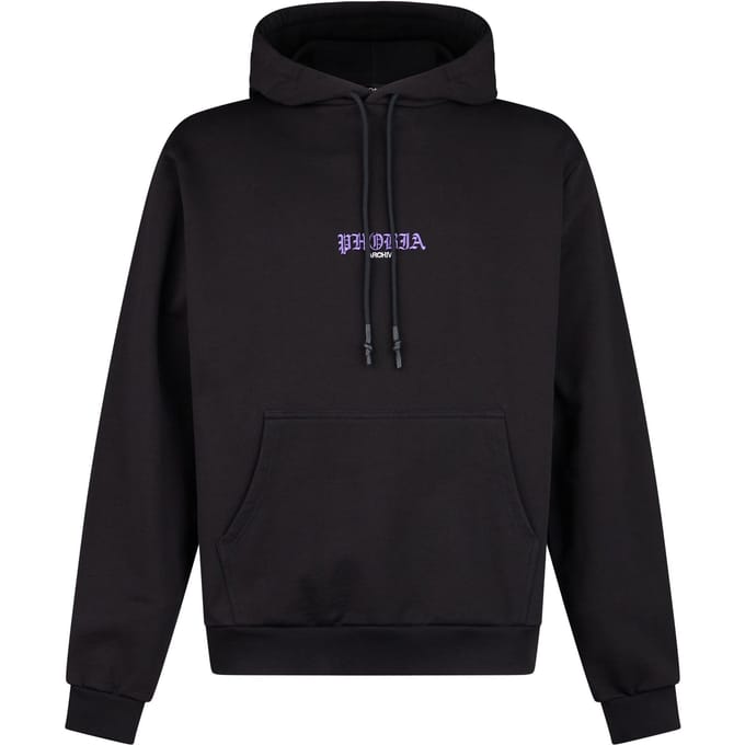 Lichtgewicht herensweatshirt met capuchon en schedelprint, zwart