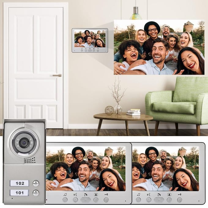 7-inch Appartement 2 Units Bekabeld Video Deurintercom Visueel Toegangsintercom Systeem110-