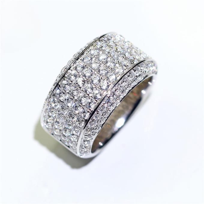18K Witgoud Herenring 3 Karaat Gesimuleerde Diamant Ring Index Ring Herenring No. 13 gray