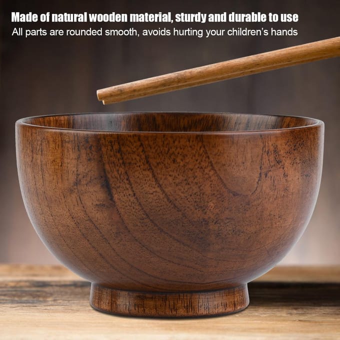 Kind Kind Natuurlijk Houten Handgemaakte Kom Voedselcontainer Hittebestendig Servies (11 cm) black