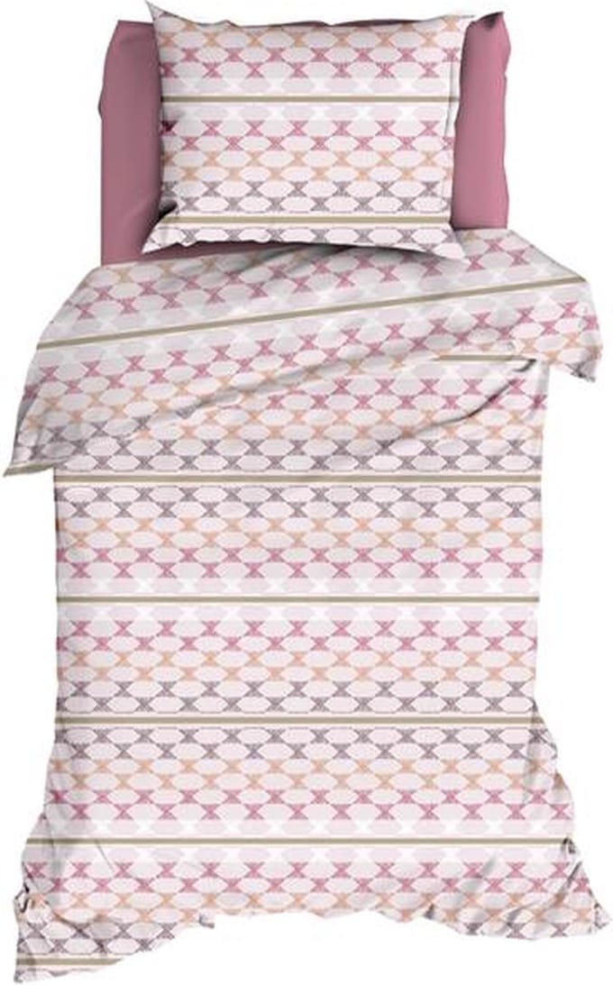 Romanette Kapla Dekbedovertrek - Eenpersoons - 140x200/220 cm - Rose