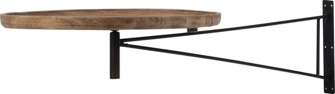 J-Line tafelmuur Draaiend Rond - hout/metaal - naturel