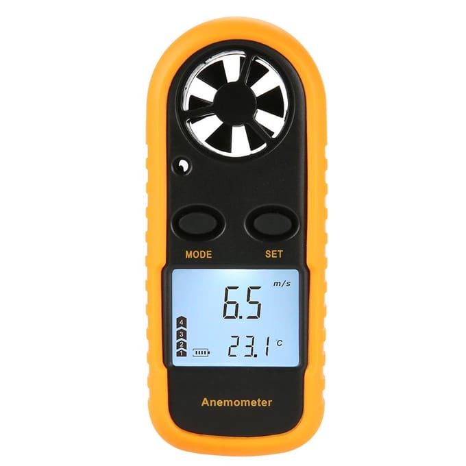 Mini LCD Digitale Anemometer Windsnelheid Luchtstroomsnelheid Temperatuurmeting met Achtergrondverlichting yellow & black