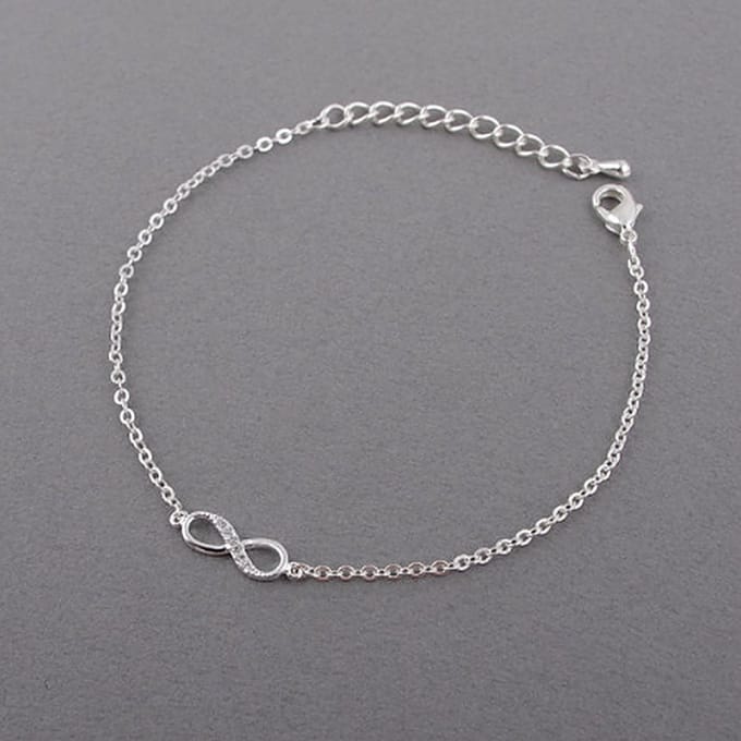 TVR-Wares® | Premium Infinity armband zilver | Klemsluiting | Verstelbare maat