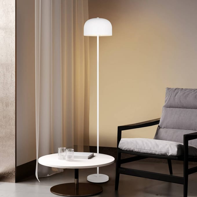 Reality Leuchten LED vloerlamp Jeff, wit, metaal, hoogte 147 cm