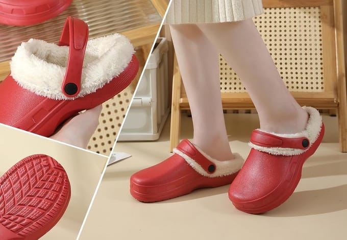Comfortabele Dames Clogs - Warm Gevoerd, Waterdicht en Antislip voor Thuis