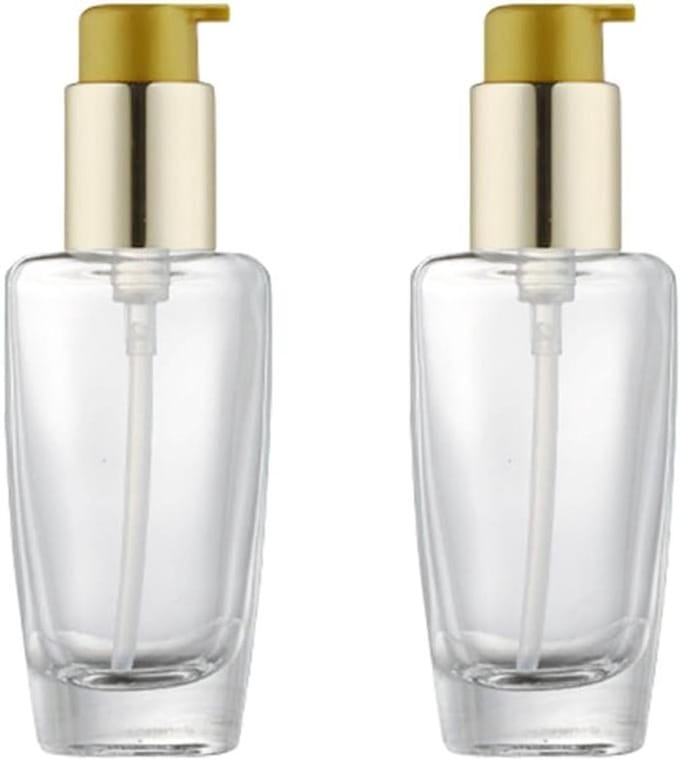 Dailygoods- Pompfles 50ml - 2 Stuks - Glazen/Plastic - Draagbaar - Lekvrij - Afsluitbare Pomp - Cosmeticafles