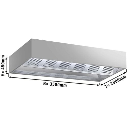 GGM Gastro Induktions-Deckenhaube - 3500mm - ohne Motor - mit Filter