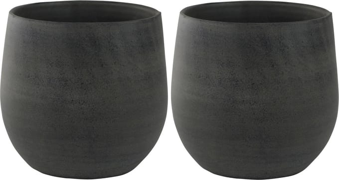Ter Steege Plantenpot - 2x - moderne - grafiet - 15 x 13 cm