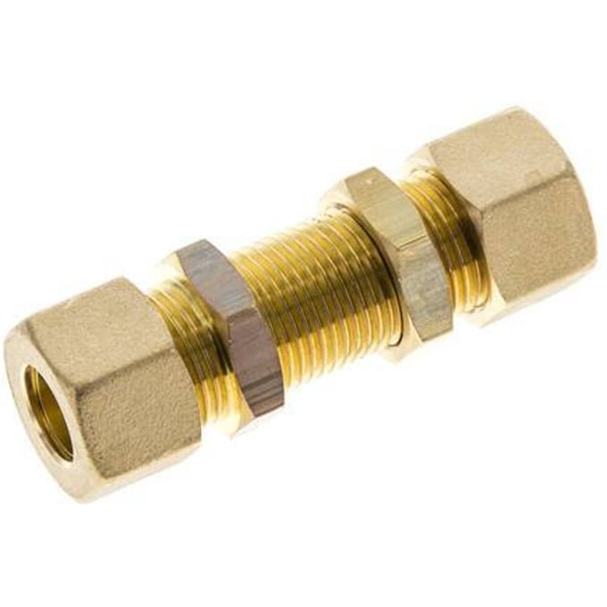 12mm Messing Rechte Knelfitting Doorvoer 75 Bar DIN EN 1254-2