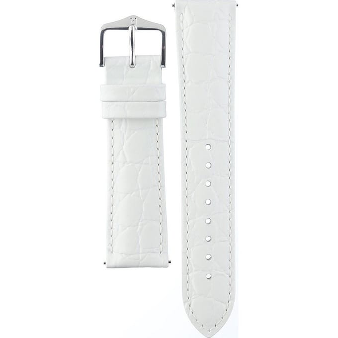 Hirsh Horlogeband -  Crocograin Wit - Leer - 20mm
