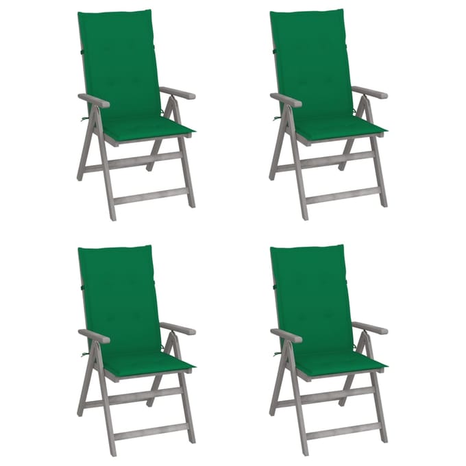vidaXL - Tuinstoelen - 4 - st - verstelbaar - met - kussens - massief - acaciahout