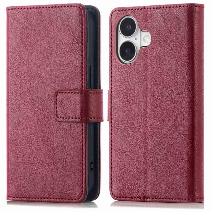 imoshion Hoesje - Geschikt voor Apple iPhone 16 - Luxe Bookcase - Bordeaux
