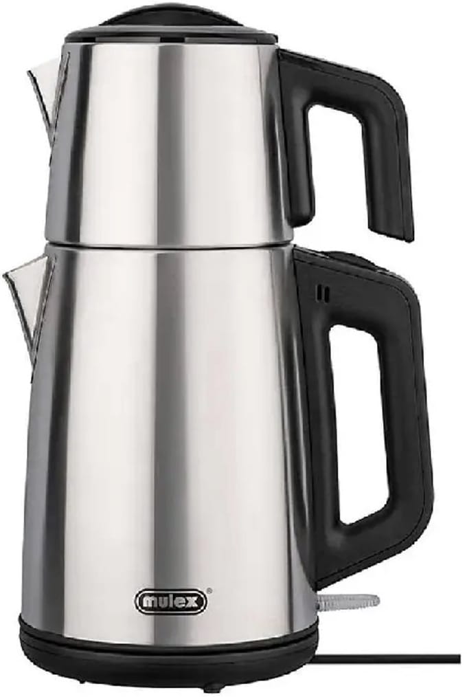 Mulex | MX050 Tea express | elektrische Turkse theepot | Zilver Rvs | - 2.0L + 1.2L | Led-indicator | 360° basis | 1650 W