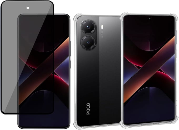 ChiGuard Hoesje & Privacy Screenprotector geschikt voor Poco X7 Pro – Privé - Gehard Glas Cover