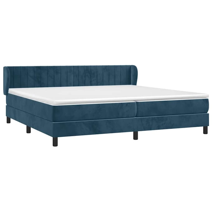 vidaXL - Boxspring - met - matras - fluweel - donkerblauw - 200x200 - cm