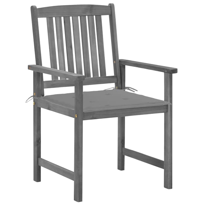 vidaXL - Tuinstoelen - 4 - st - met - kussens - massief - acaciahout - grijs