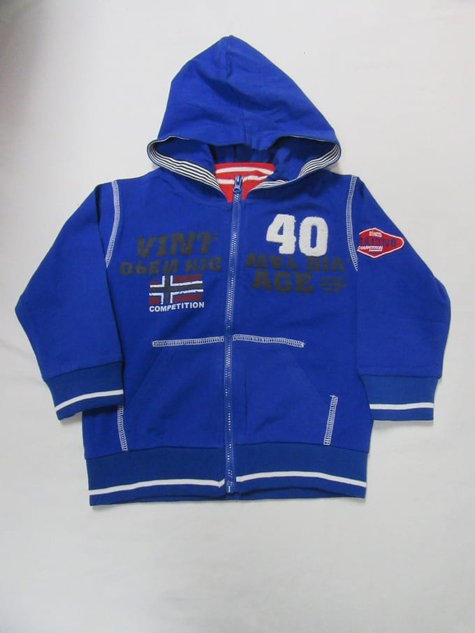 dirkje , jongens, gilet , blauw , rits en kap competition , 98 - 3 jaar