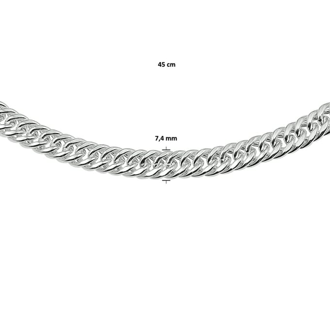Collier Dubbel Gourmette 7,4 Mm 45 Cm Met Groot Springslot