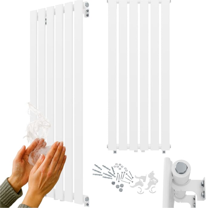 Granitan Handdoekradiator Ferro - 110x45cm - Wit - verticale radiator - Badkamer Verwarming Radiator