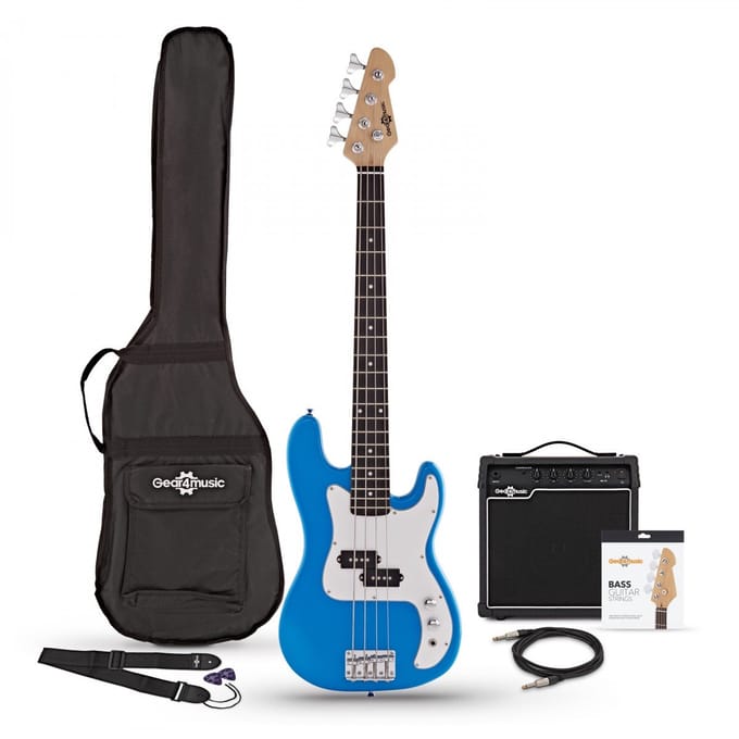 3/4 LA Basgitaar + 15 W Versterkerpakket, Blauw
