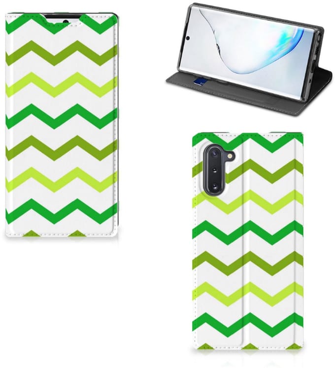 Samsung Galaxy Note 10 Hoesje met Magneet Zigzag Groen