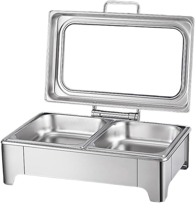 Voedselwarmer Set - Warmhoudbak - Feestelijke diners - Instelbare temperatuur - 13.5L capaciteit - Zilverkleurig