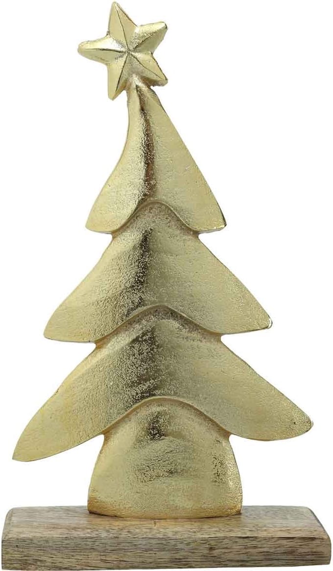 PTMD Marrey Kerstboom Beeld - 30 x 5 x 17 cm - Aluminium/hout - Goud