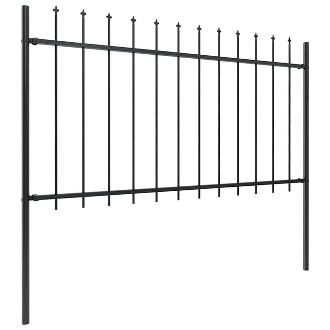 vidaXL - Tuinhek - met - speerpunt - staal - 1005x100 - cm - zwart