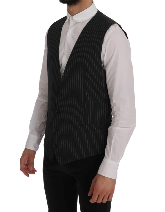 Dolce & Gabbana Grijs wollen stretch vest voor heren