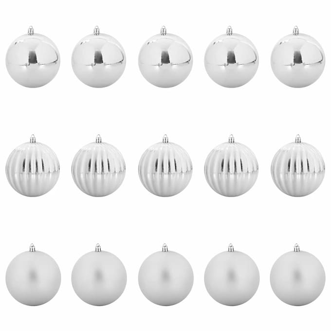 vidaXL - Kerstbal - Set - XL - 15 - st - zilver - Ø - 10 - cm - Kunststof