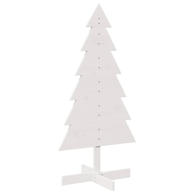 vidaXL - Kerstdecoratie - kerstboom - 120 - cm - massief - grenenhout - wit