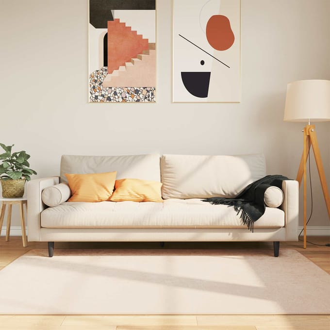 vidaXL - Tapijt - Runner - MARSA - Crèmekleurig - 120 - x - 170 - cm - Polyester - en - PVC