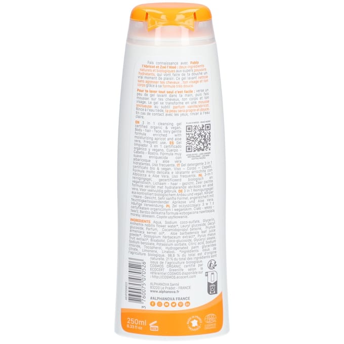 Alphanova Kids Kids bio showergel abricot 250 Milliliter
