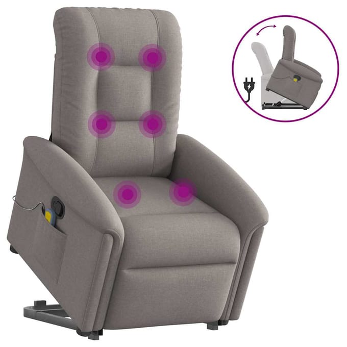 vidaXL - Sta-op-massagestoel - verstelbaar - stof - taupe